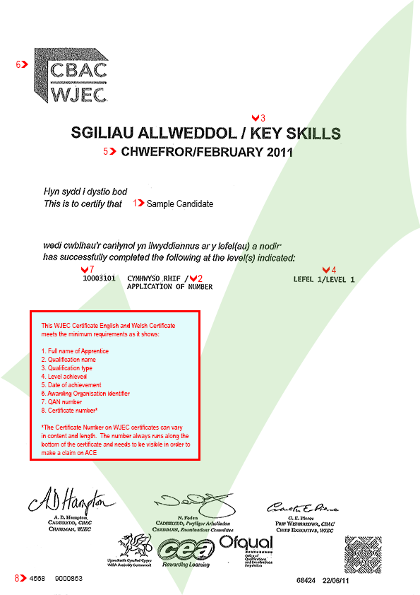 WJEC Certificate With Welsh Translation | ACE - Website