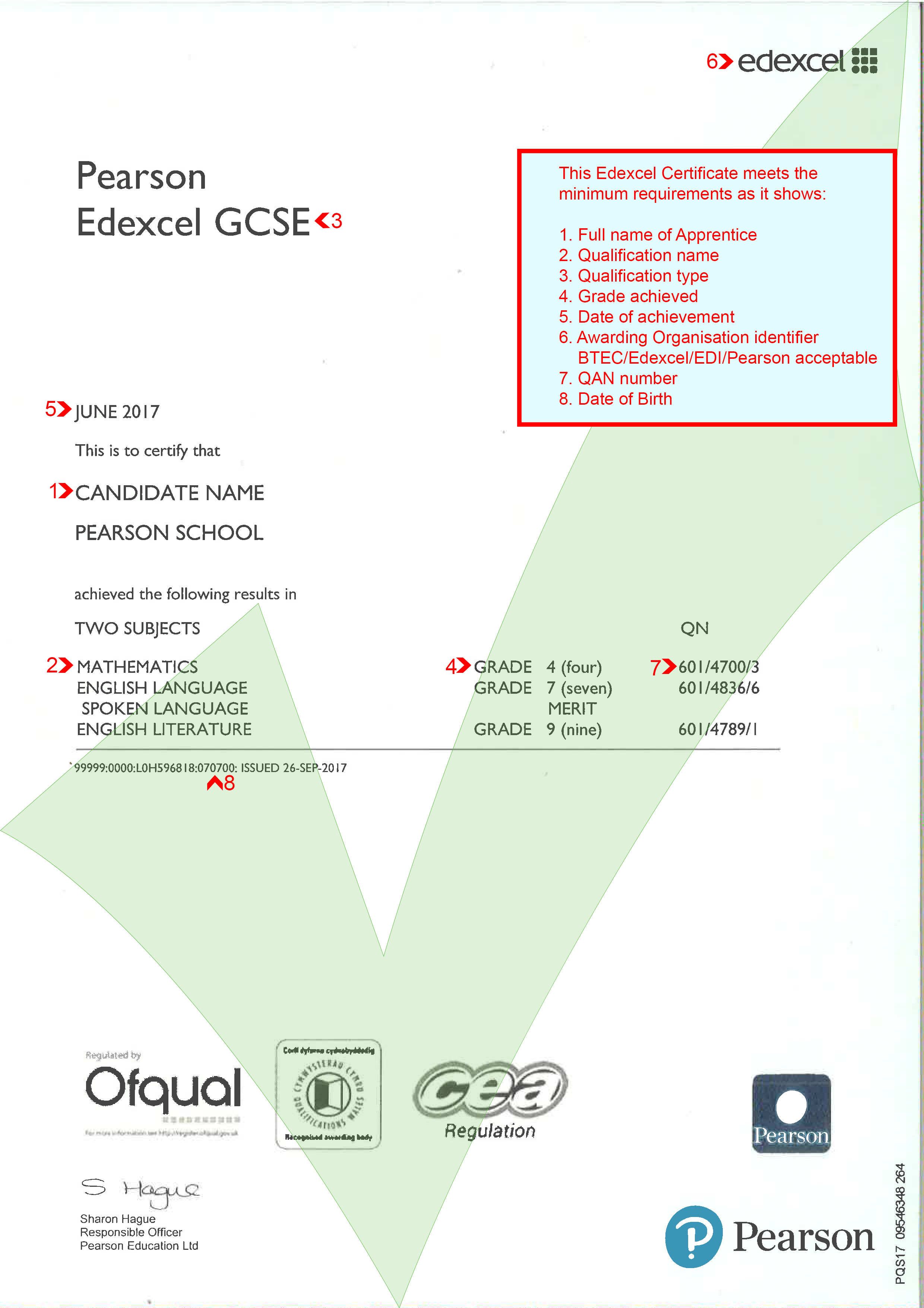 Gcse New Grade Certificate Ace Website